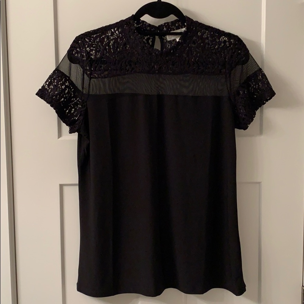 Shannon Ford New York Black Lace and Mesh Top